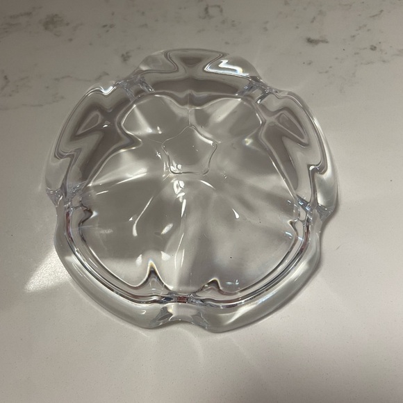 Val St Lambert Glass Crystal Thick 5 Sided 6.5 Round Cigar Ashtray Belgium - Picture 2 of 2
